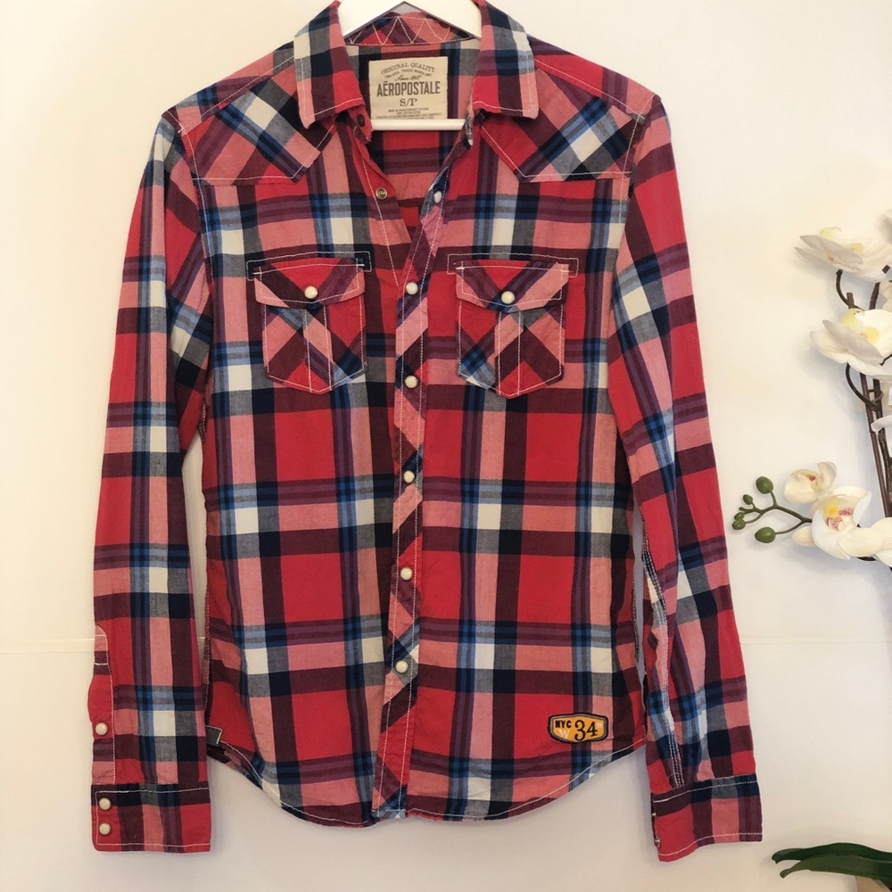 Aéropostale unisex cotton plaid shirt